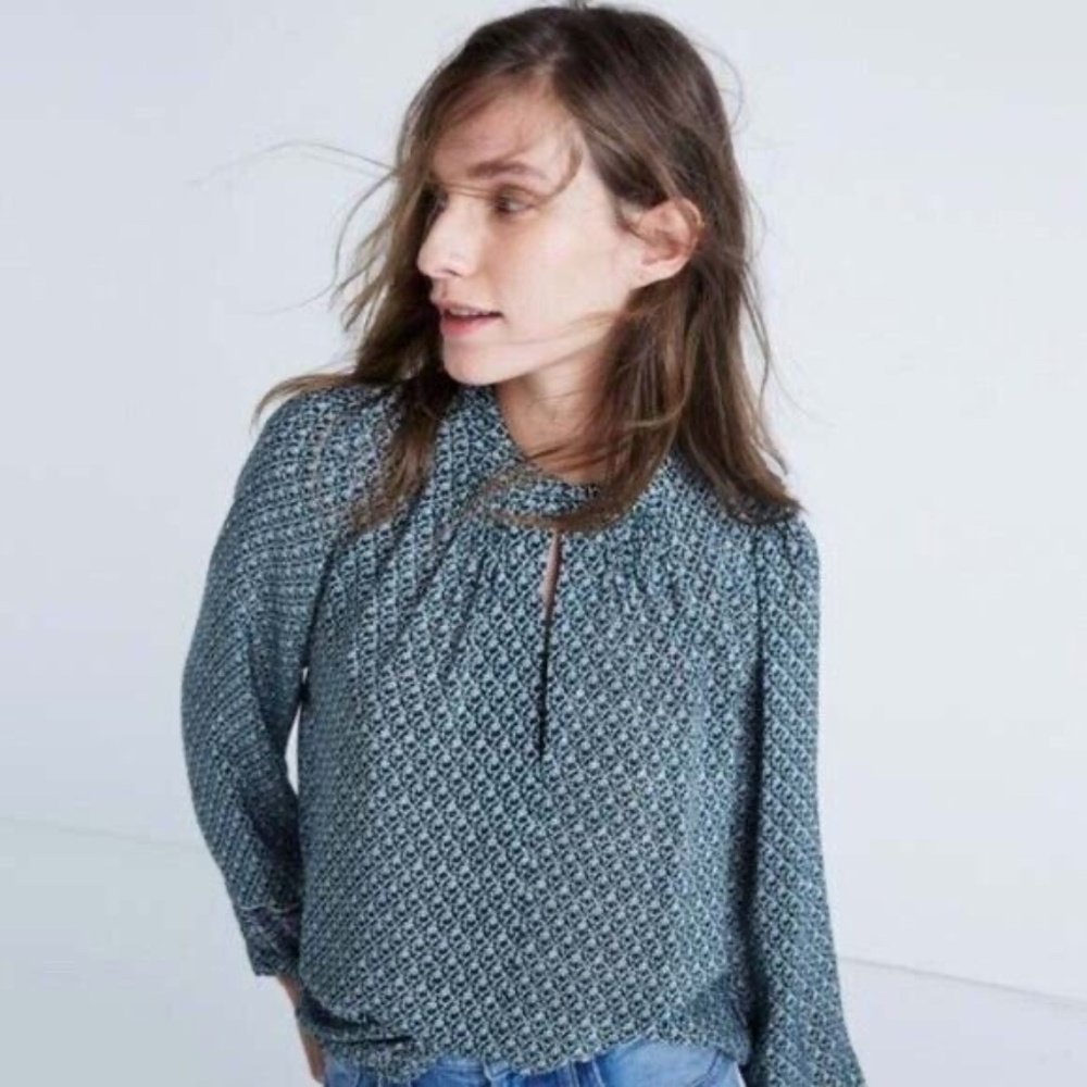Madewell silk blouse size M hi low hemline